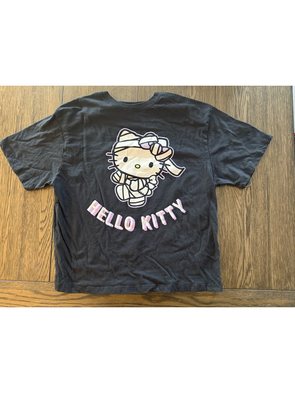 Hello Kitty Mummy Halloween Graphic T-Shirt - Black, Size Medium (Mad Engine)